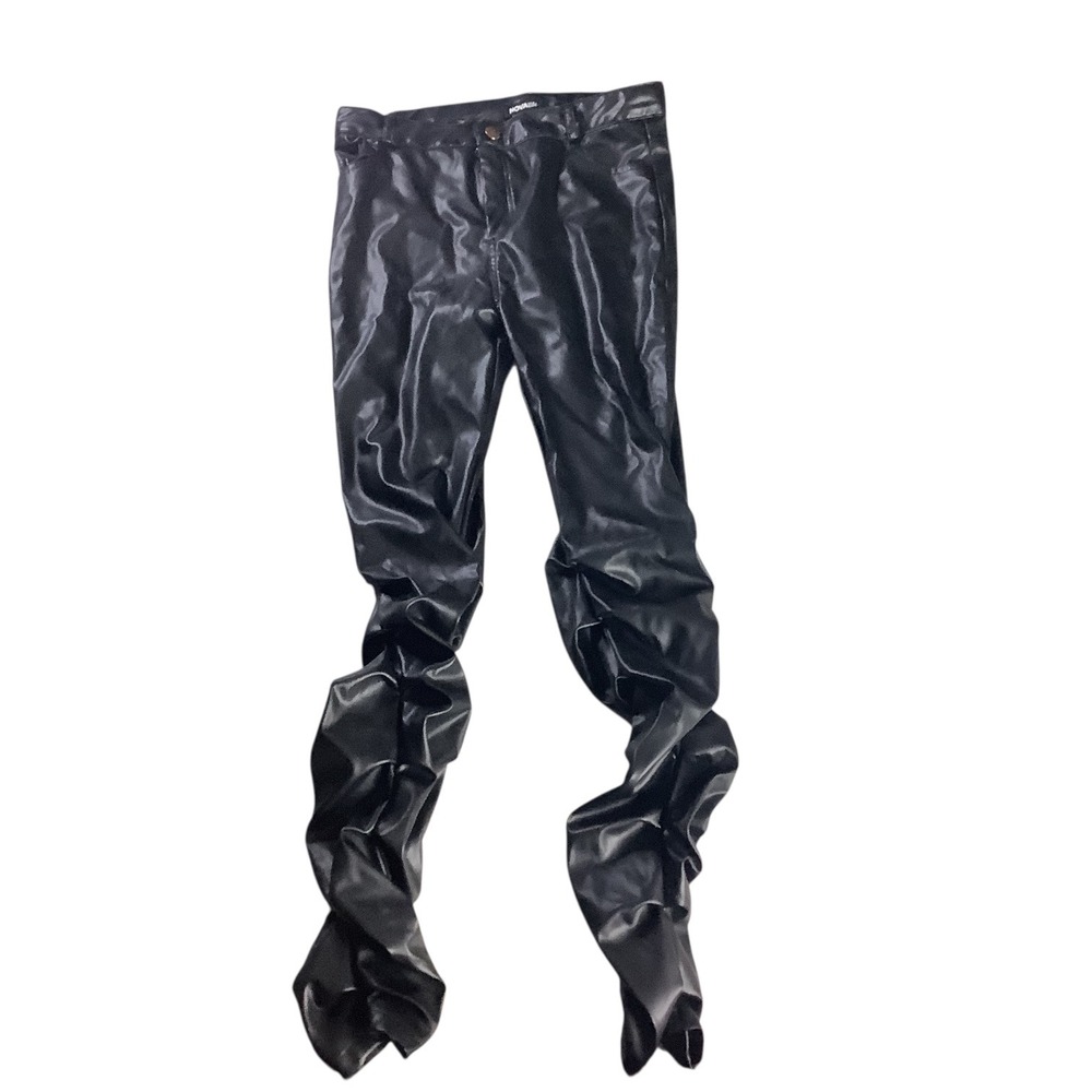 Nova Kids Girls Faux Leather Ruched Pants‎ Black Size 12 Staight Leg